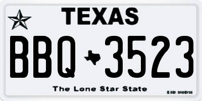 TX license plate BBQ3523