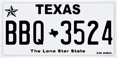 TX license plate BBQ3524