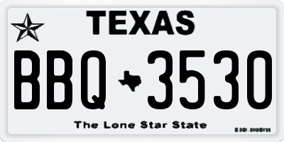 TX license plate BBQ3530
