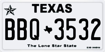 TX license plate BBQ3532