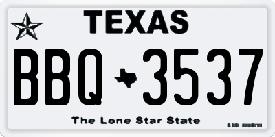 TX license plate BBQ3537