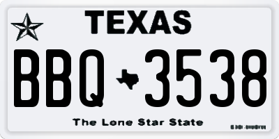 TX license plate BBQ3538