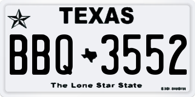 TX license plate BBQ3552