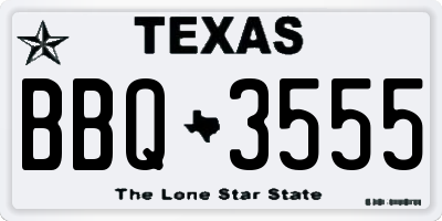 TX license plate BBQ3555