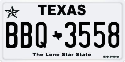 TX license plate BBQ3558