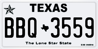 TX license plate BBQ3559
