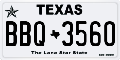 TX license plate BBQ3560