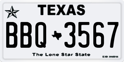 TX license plate BBQ3567