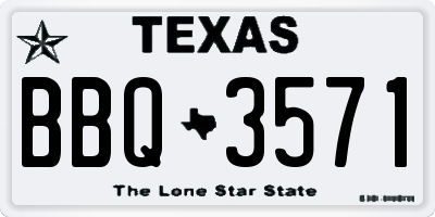 TX license plate BBQ3571