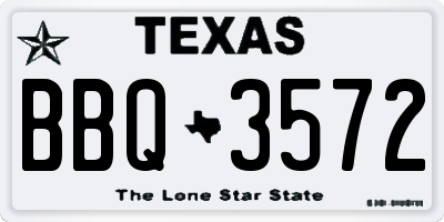 TX license plate BBQ3572