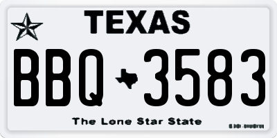 TX license plate BBQ3583