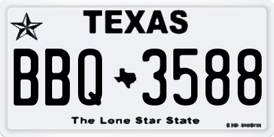 TX license plate BBQ3588