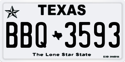 TX license plate BBQ3593