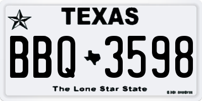 TX license plate BBQ3598
