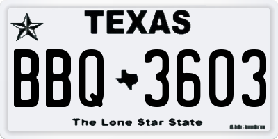 TX license plate BBQ3603