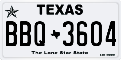 TX license plate BBQ3604