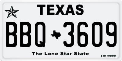 TX license plate BBQ3609