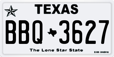 TX license plate BBQ3627