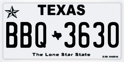 TX license plate BBQ3630