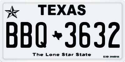 TX license plate BBQ3632