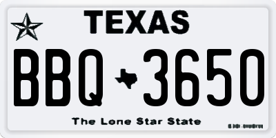 TX license plate BBQ3650