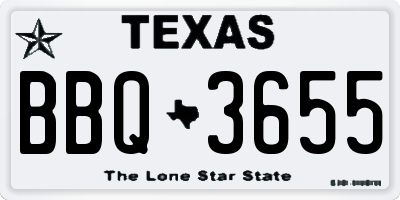 TX license plate BBQ3655