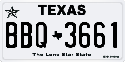 TX license plate BBQ3661