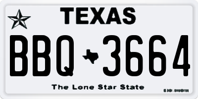 TX license plate BBQ3664