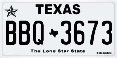 TX license plate BBQ3673