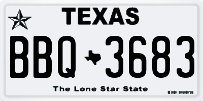 TX license plate BBQ3683