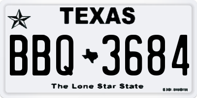 TX license plate BBQ3684