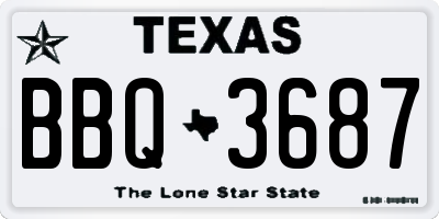TX license plate BBQ3687