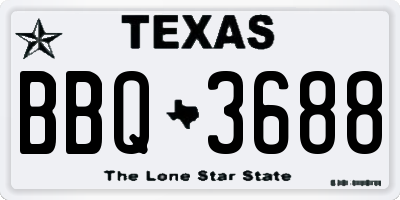 TX license plate BBQ3688