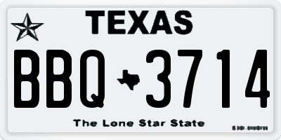 TX license plate BBQ3714