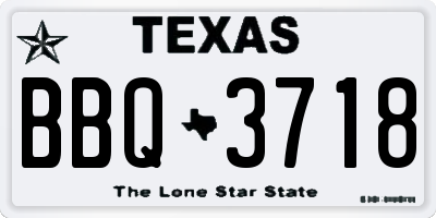 TX license plate BBQ3718