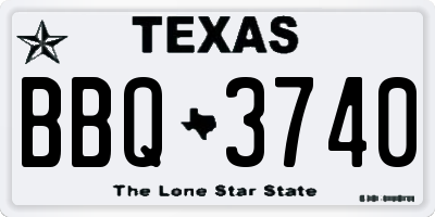 TX license plate BBQ3740