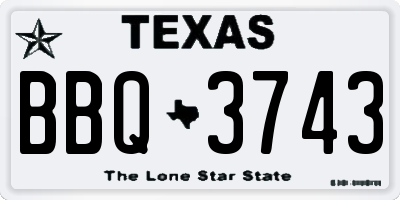 TX license plate BBQ3743