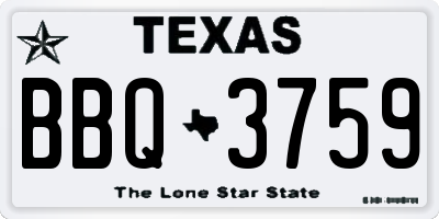 TX license plate BBQ3759