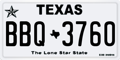 TX license plate BBQ3760