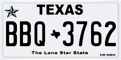TX license plate BBQ3762