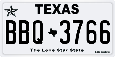 TX license plate BBQ3766