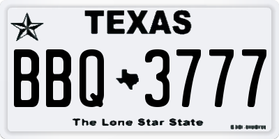 TX license plate BBQ3777