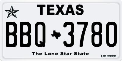 TX license plate BBQ3780