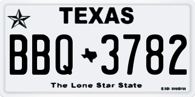 TX license plate BBQ3782