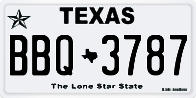 TX license plate BBQ3787