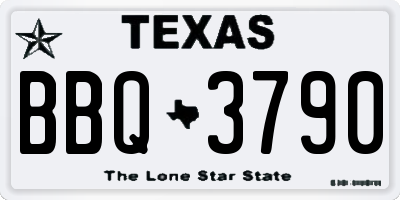 TX license plate BBQ3790