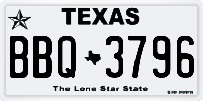 TX license plate BBQ3796