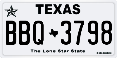 TX license plate BBQ3798