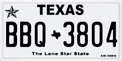 TX license plate BBQ3804