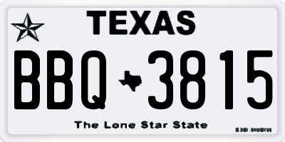 TX license plate BBQ3815